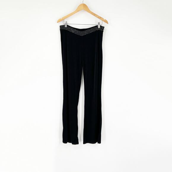 Motel Rocks Black Fit & Flare Rhinestone Waist Pants Size Large NWT - Picture 3 of 10